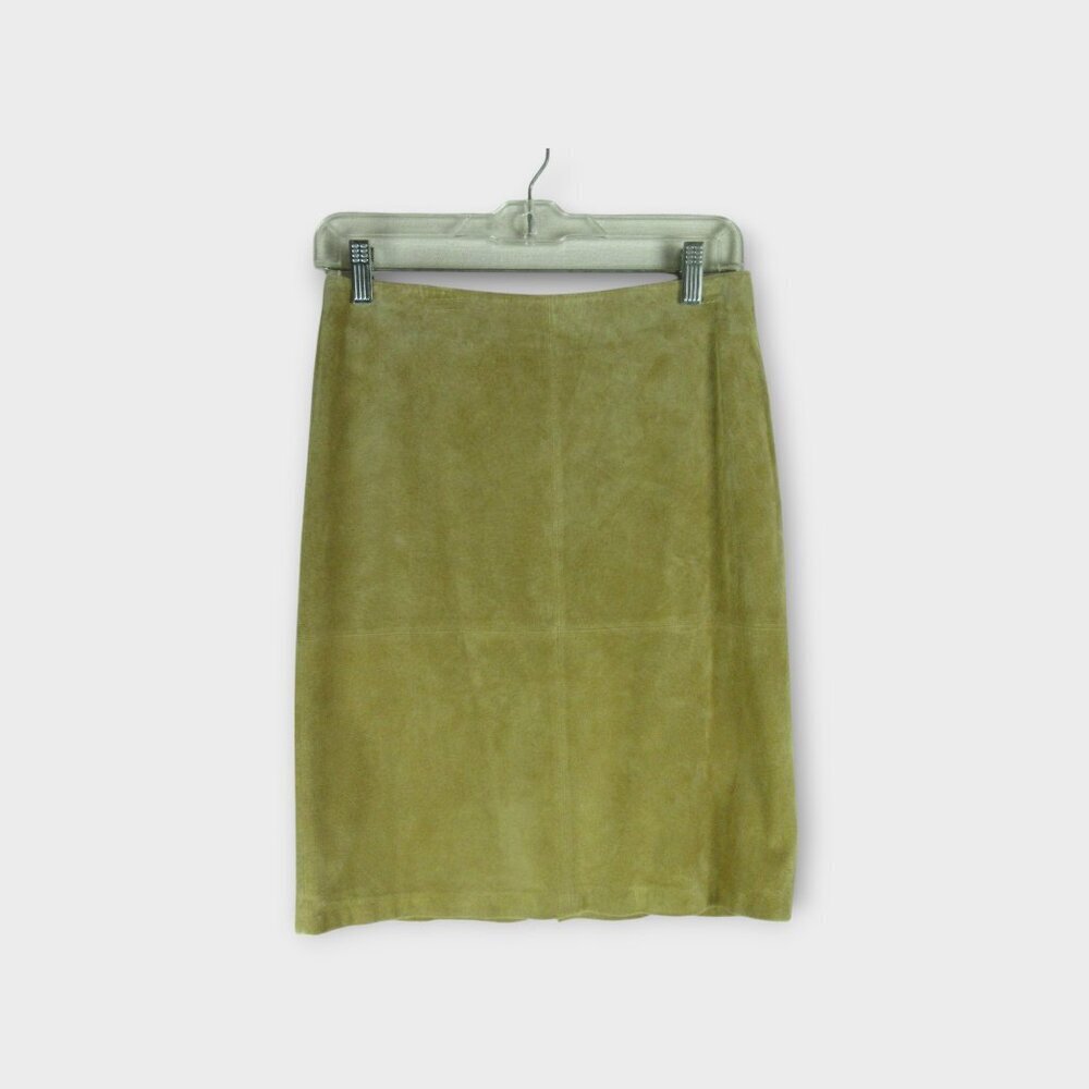 Mossimo Supply Co. Tan 100% Leather Suede Pencil Skirt Size 2 Boho Y2K - Picture 1 of 10